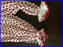 Incredible Old Vtg Clown Halloween Costume Red And White Polka Dots Ruffles