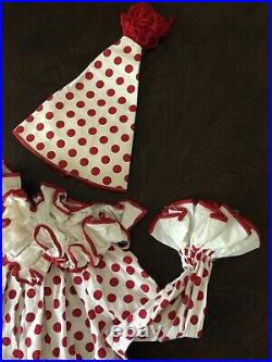 Incredible Old Vtg Clown Halloween Costume Red And White Polka Dots Ruffles #A1
