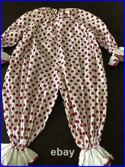Incredible Old Vtg Clown Halloween Costume Red And White Polka Dots Ruffles #A1