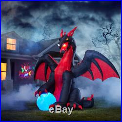 Inflatable Moving w Lights Halloween Dragon 9 x 11 ft Blow Up Yard Decoration