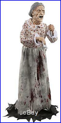 LIFE SIZE 5 FT Granny HAUNTED HOUSE Prop OUTDOOR HALLOWEEN DECORATION BATES POSE