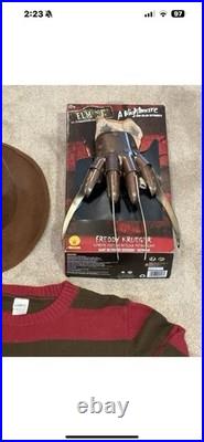 LOT Rubies Nightmare On Elm Street Freddy Krueger Deluxe Metal Glove, Shirt, Hat LOT Rubies Nightmare On Elm Street Freddy Krueger Deluxe Metal Glove, Shirt, Hat