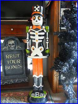 Large 3 Foot Tall Led Lighted Skeleton Halloween / Christmas Nutcracker