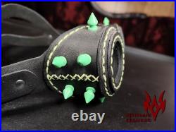 Leather Goggles Black and Neon Green Handmade Leatherwork Cyber Goth Rave