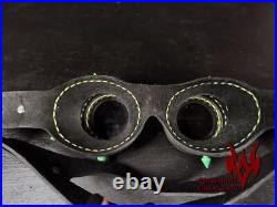 Leather Goggles Black and Neon Green Handmade Leatherwork Cyber Goth Rave
