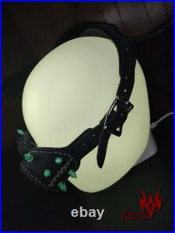 Leather Goggles Black and Neon Green Handmade Leatherwork Cyber Goth Rave
