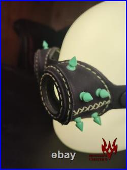 Leather Goggles Black and Neon Green Handmade Leatherwork Cyber Goth Rave
