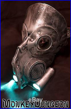 Leather art warrior LED light up Steampunk gas mask Halloween comiccon robot
