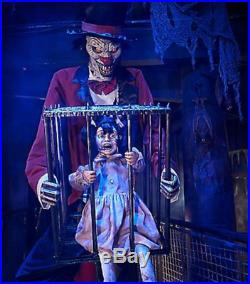 LifeSize Animated ROTTEN RINGMASTER CLOWN CAGED KID HALLOWEEN PROP Haunted Scary