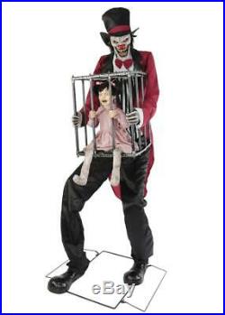LifeSize Animated ROTTEN RINGMASTER CLOWN CAGED KID HALLOWEEN PROP Haunted Scary