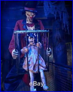 Life Size ANIMATED ROTTEN RINGMASTER CLOWN With KID Halloween Prop
