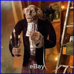 Life Size Animated TALKING BUTLER WITH RAVEN AND CHANDELIER Halloween Prop