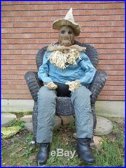 Lifesize Animated Sitting Up Attacking Scarecrow Candy Server Halloween Prop