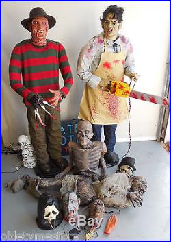 Lifesize Halloween Prop Lot Freddy Krueger Leather Face Rubber Zombies Sign