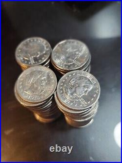 Lot of 100 4 Rolls of Susan B Anthony Dollars 1979-1999 SBA $1 Coins