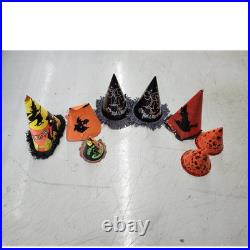 Lot of 8 VTG Handmade Halloween Witch Party Hats & Mask Lot, Multicolor, Unisex