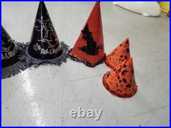 Lot of 8 VTG Handmade Halloween Witch Party Hats & Mask Lot, Multicolor, Unisex