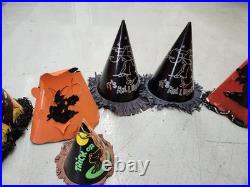 Lot of 8 VTG Handmade Halloween Witch Party Hats & Mask Lot, Multicolor, Unisex