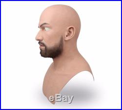 NEW High Quality Realistic Silicone Beard Man full face mask Male Latex Cosplay