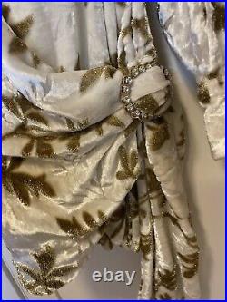 NWT DODO BAR OR Mona Draped Metallic Velvet-jacquard Minidress cream US 6 $1515