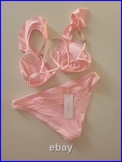 NWT Eberjey Bikini Swimsuit top bottom S small ruffle beach surf pool swim peach
