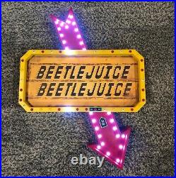 New Beetlejuice LED Light Up Marquee Sign SPIRIT HALLOWEEN Rare