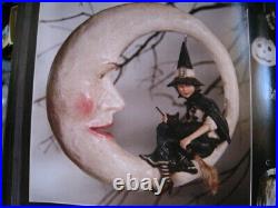 New Bethany Lowe Halloween Witch On Moon 16 x 16. TG 9807