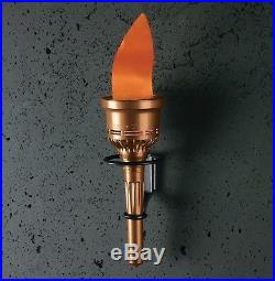 Pair 2 Torch Fake Flame Light Halloween Decor Prop Hand Held or Wall Mounted