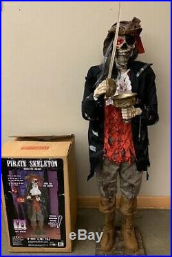 RARE-2007-6 Gemmy Pirate Dead Eye Drake Animated Ghoul Skeleton Halloween Prop