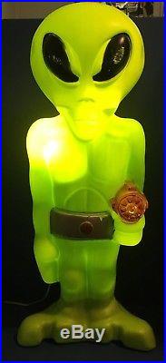 RARE 36 Green Space ALIEN Plastic LIGHT UP Blow Mold Figure Halloween