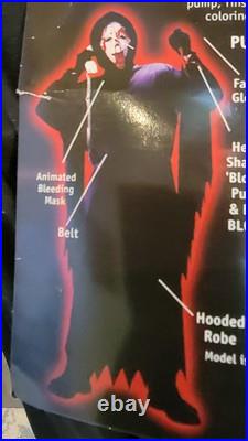 RARE VTG Fun World Scream Bleeding Ghostface Wassup Spoof Mask Adult Costume