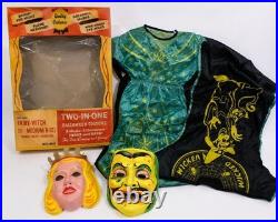RARE Vintage Collegeville Fairy Witch 280 Two-In-One Halloween Costume 2 Masks