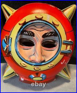 RARE! Vintage Halloween Spiked Helmet Face Mask AMAZING CONDITION