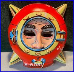 RARE! Vintage Halloween Spiked Helmet Face Mask AMAZING CONDITION