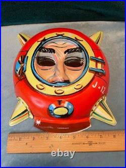 RARE! Vintage Halloween Spiked Helmet Face Mask AMAZING CONDITION
