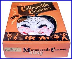 Rare 1930's Collegeville Masquerade Costume H500 Witch Cloth Mask NIB Halloween