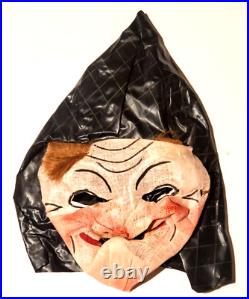 Rare 1930's Collegeville Masquerade Costume H500 Witch Cloth Mask NIB Halloween