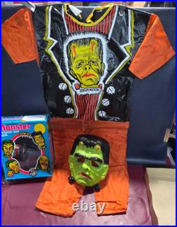 Rare 1973 Vintage Ben Cooper FRANKENSTEIN Monster Halloween Costume & Mask & Box