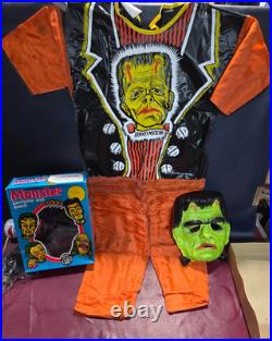 Rare 1973 Vintage Ben Cooper FRANKENSTEIN Monster Halloween Costume & Mask & Box