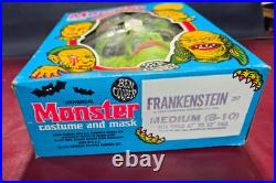Rare 1973 Vintage Ben Cooper FRANKENSTEIN Monster Halloween Costume & Mask & Box