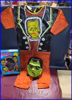 Rare 1973 Vintage Ben Cooper FRANKENSTEIN Monster Halloween Costume & Mask & Box