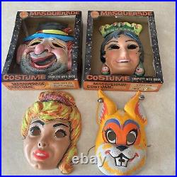 Rare Ben Cooper 1950's Halloween Masks (4) and 2 Original Boxes. No Costumes