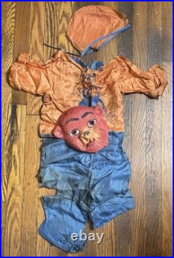 Rare COLLEGEVILLE BUSTER BEAR Child's Halloween Costume In Box With Mask c 1930s