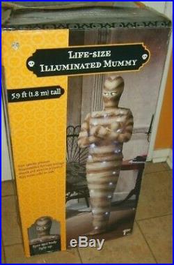 Rare GEMMY Halloween 6 FOOT MUMMY Life Size ANIMATED EYES LIGHTS UP PROP Boxed