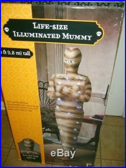 Rare GEMMY Halloween 6 FOOT MUMMY Life Size ANIMATED EYES LIGHTS UP PROP Boxed