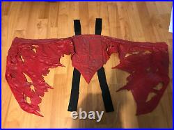 Rare Latex Gargoyle Red Demon Wings Feather Trim Necklace Goth Fantasy Costume