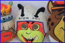 Rare Lot of 3x Vtg 1960s Ben Cooper Masks Hardy Har Har Yogi Bear Queen Atom Ant
