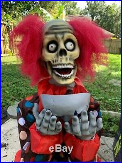 Rare Spirit Halloween Decor Creepy Face Ripper Clown Prop Animatronic With Box