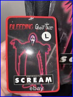 Rare Vintage Bleeding SCREAM Stalker Ghost Face Mask Costume Halloween 1997 NOS