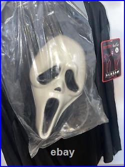Rare Vintage Bleeding SCREAM Stalker Ghost Face Mask Costume Halloween 1997 NOS